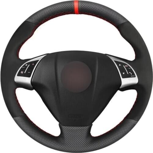 Car Steering Wheel Cover Black Genuine Leather Suede For Fiat Punto Bravo Linea 2007-2019 Qubo Doblo 2008-2015 Grande Punto