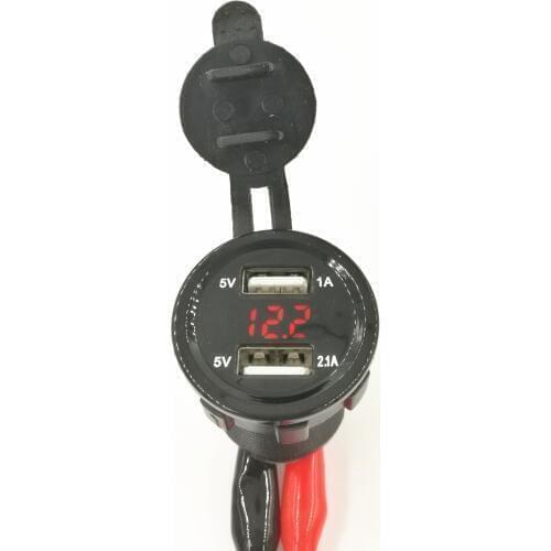 Dual USB Motorcycle Cigarette Lighter Car Cigarette Lighter Charger Socket Charger+LED Digital Voltmeter Meter(6.8)