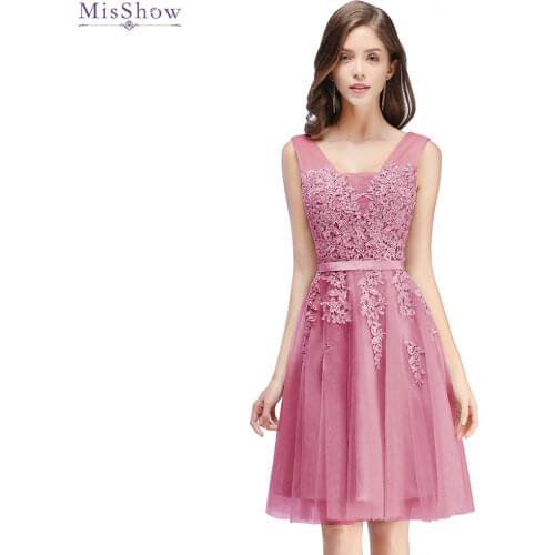 Short Lace Evening Dress 2020 Prom Formal Party Gown 2019 Sexy Applique V Neck Sleeveless robe de soiree