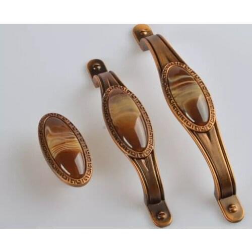 European Kitchen Cabinet Handle Jade Drawer Pulls Antique brass Dresser handles Wardrobe Furniture door handles Bookcase handles
