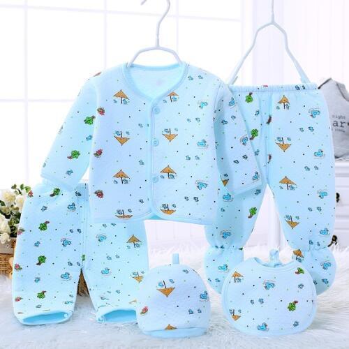 HPBBKD Newborn Baby Warm Gift Sets 5Pcs/Set Baby Bib Hat Infant Underwear Set Baby Gril Boy Outfits Unisex Clothing Suit TZ-034