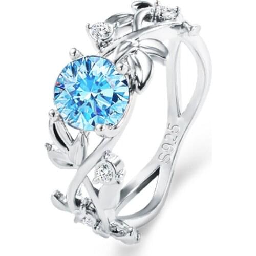 JewOrna Wedding Rings Blue Zircon Drop Shipping Luxury Lady Engagement Ring Fashion Jewellery CZ Stones Finger Band JOR070