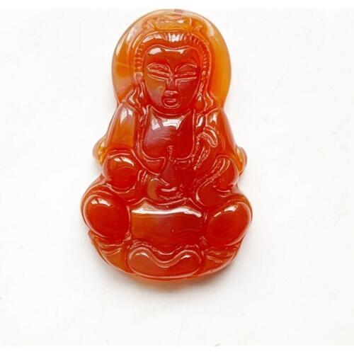 Carnelian Stone Guan Yin Pendant Stone Figurine Natural Onyx Buddha Pendant Diy Necklace Spiritual Jewelry Accessories 1pc
