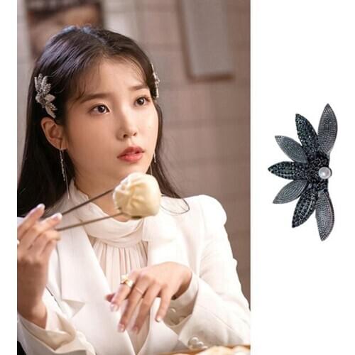 Korean TV Drama New Hairpin Vintage Flower Rhinestone Clip Female Daily Vacation Hair Accessories