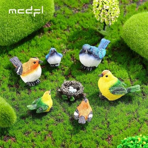 MCDFL Miniature Figurines Birds Resin Outdoor Garden Deco Christmas Bedroom Home Living Room Desk Kawaii Decoration Accessories