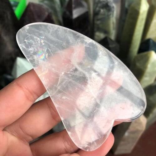 MOKAGY Natural White Clear Quartz Stone Massage Scraping Guasha Board Therapy 1pc