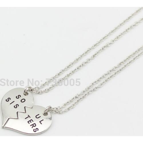 No minimum )2019 Hot broken heart 2 parts Soul Sisters Necklace silver Pendant Necklace Best Friends Fashion jewelry for Women