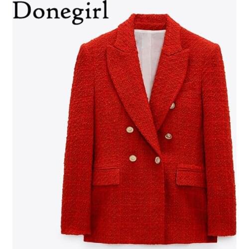 New Tweed Women Red Blazers 2021 Spring-Autumn Fashion Ladies Loose Elegant Jackets Casual Female Chic Coats Girls Outerwear