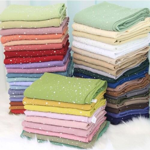 New Womens Bubbles Chiffon Scarf With diamond studs Pearls scarf plain hijab shawls Wraps solid color muslim hijab scarf 1pc