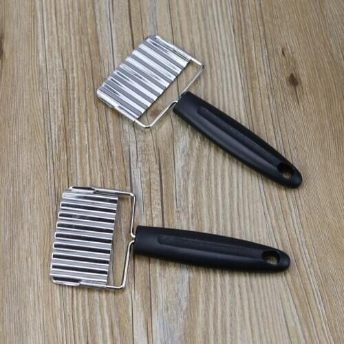 Wholesale 200pcs/lot 17*8cm Kitchen Craft Hand Held Stainless Steel Potato Crinkle Cut Chip Chipper Cutter