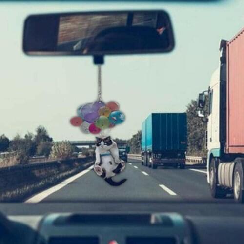 Cat Car Hanging Ornament With Colorful Balloon Car Hanging Ornament Car Interior Decor Car Pendant Creative Cute Cartoon Cat