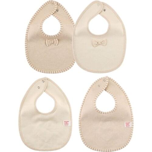 2 Pcs Infant Solid Color Bib Cravat Feeding Burp Cloth Three-layer Waterproof Comfortable Cotton Saliva Towel for 0-36M Baby Boy