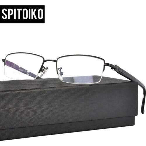 SPITOIKO Half Rim Men Optical Frame Fashional Eyeglasses Metal Myopia Spectacles Eyewear Glasses MX1022