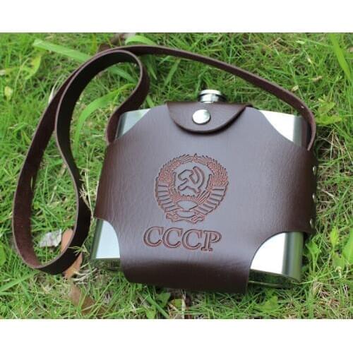 Belt Portable thick Stainless Steel 32oz Hip Flasks wine kettle travel Drinkware flagon leather cover pocket wine Bottle