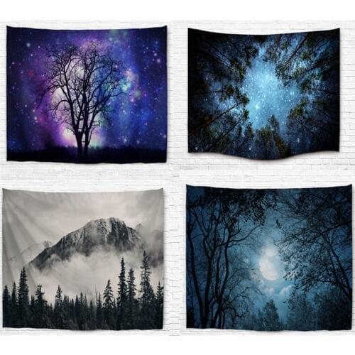 Romantic Moonlight Nature Scene Fabric Decorative Wall Hanging Tapestry Decor Polyester Curtain Table Cover Home Picnic Usage