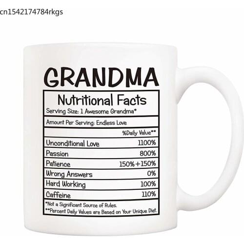 Christmas Gifts Grandma Nutritional Facts Coffee Mug Funny New Gag Novelty Gift Ceramic Cups