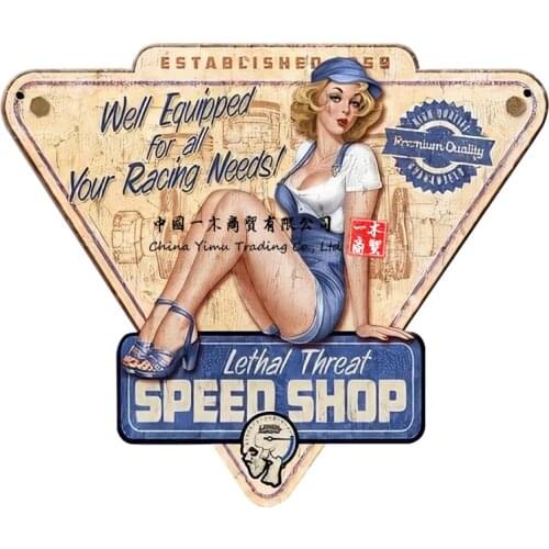 ShaoYIMU Car Styling Sexy Graphic Lethal Threat Speed Shop Pinup Girl JDM Vinyl Trunk Decal Car Stickers 13x11cm