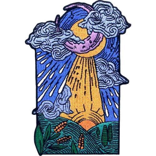 Embird Embroidered Patch for Pants The Moon Ceo-Friendly Handmade 3D Applique Embroidery Sewing Badge