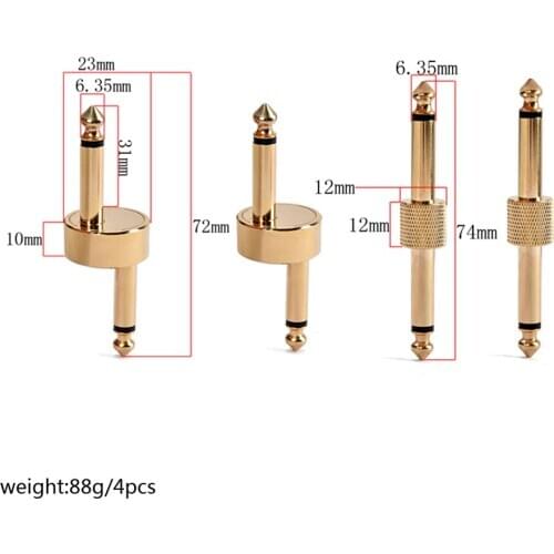 Z-Type & Straight Guitar Effect Pedal Coupler Connectors 1/4-inch Golden