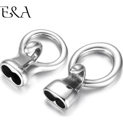 Stainless Steel End Cap Hook Double Hole 5mm Connector Leather Cord Toggle Clasp Bracelet Jewelry Making DIY Supplies Wholesale