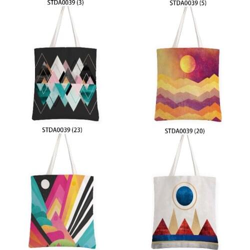 Colorful geometric stripes mountain tree Womens cosmetic bag Beach bag Storage organizer Handbags womens bags cheap Tool bag