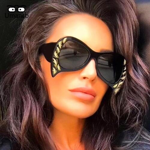 Umanco Retro Personality Bat Sunglasses Women Men Vintage Fashion Punk Plastic Sun Glasses Wholesale Outdoor Oversized Shades