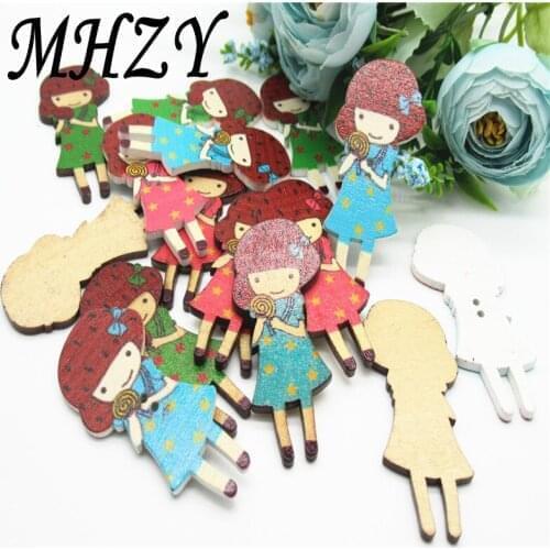 10/20PCS 60mm Wooden Vintage true color white painted big girl Crafts Scrapbooking DIY Kid Clip art Carfts C2829