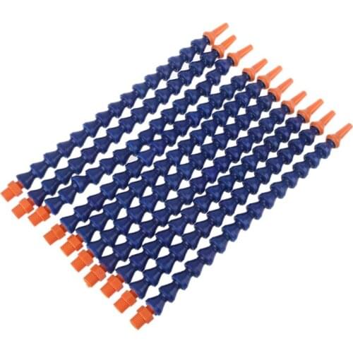 10 Pcs Round Nozzle 1/4PT Flexible Oil Coolant Pipe Hose Blue Orange
