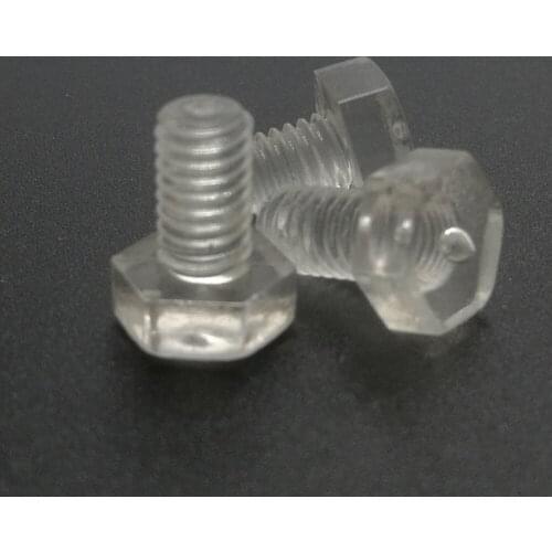 10pcs PC M6 Acrylic Transparent PC non-conductivity oxidation resistance Outside Hex Hexagonal Screw Bolt