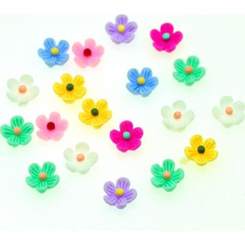 100PCS 9mm Small Resin Flower Flatback Appliques For DIY Scrapbooking Embellishment Crafting