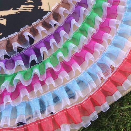 18 meters 2.5cm Double Layer Snow Gauze Wrinkled Organza Ribbon Diy Craft Dress Doll Toy Clothes Accessories Material