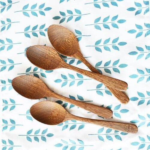 18x4cn Natural wooden dinner spoon wood cake dessert spoons 10pcs wholesale
