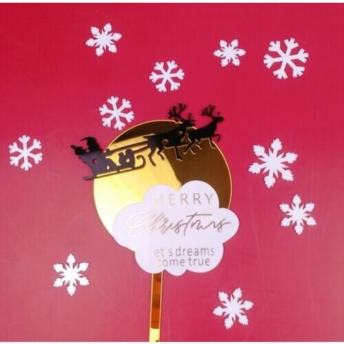 2020 Merry Christmas Acrylic Cake Topper Gold Letters Cupcake Toppers Flags For Home Xmas Party Christmas Cake Decorations New