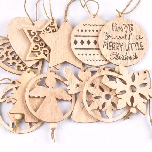 6pcs Wood Craft Home Christmas Decorations For Christmas trees Ornaments Pendants Christmas gift m2536