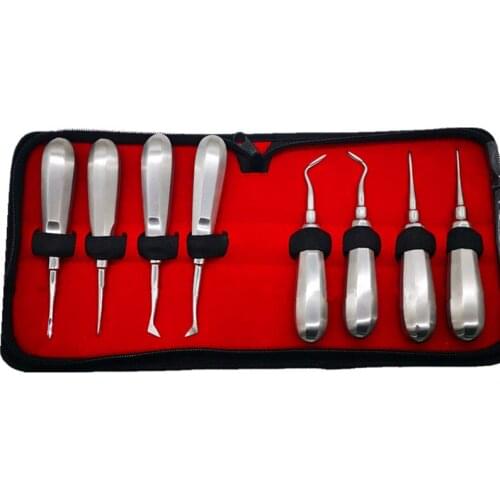 8 Pcs Dental minimally invasive tooth extraction toothdental instruments Curved Right Left with shape tips