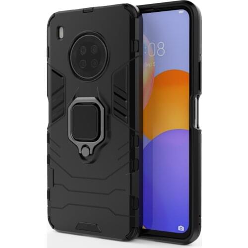 Armor Shockproof Ring Holder Case For Huawei Y9A Hard PC Soft TPU Hybrid Rugged Back Cover