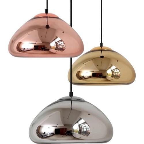 Void Copper Brass Bowl Bar Counter Pendant Lamp Mirror Glass Bar Art Pendant Lamp Modern Dining Room Hanging Wire Lighting