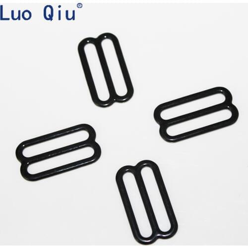 Luo Qiu (100 pcs/lot) 25mm bra adjustable buckles black 8 Bra underwear Metal&plastic buckle Brassiere clasp nylon coated metal