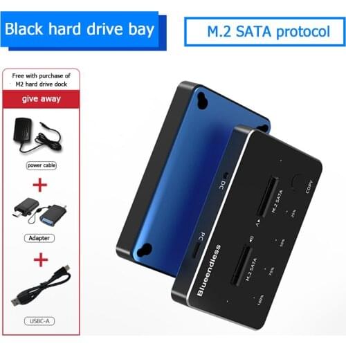 USB 3.1 Dual-Bay SSD Enclosure Docking Station Offline Clone 2242/2260/2280/22110 M.2 SATA NVME Solid State Drive Reader for PC