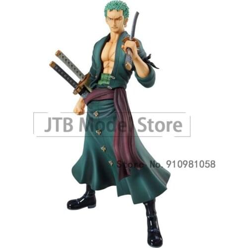 One Piece Roronoa Zoro Action Figure 23cm PVC Three Pole Flow Model Statue Green Algae Head Collection Toys Desktop Decoration
