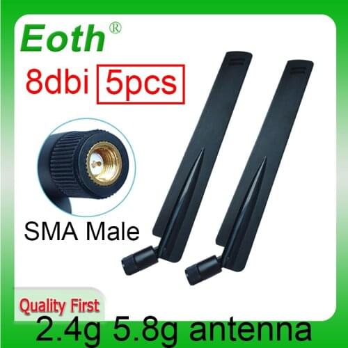 5pcs 2.4GHz 5.8Ghz 5G Antenna SMA male 8dBi wifi Antenna Dual Band Omni-Directional WI FI antena aerial wireless router