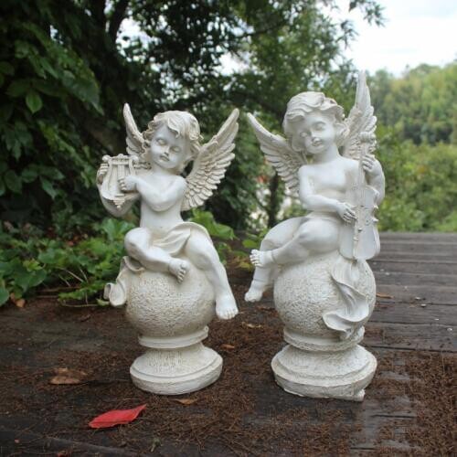 European Garden Handmade Creative Statues Angel Figurines Wedding Gift Home Park Yard Resin Angel Craft Ornament Decoration Art