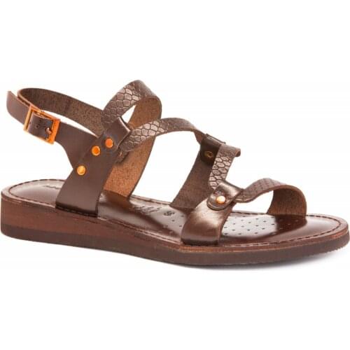 Gedikpaşalı Crm 84 Coffee Lady Slippers Sandals Genuine Cow Leather Holiday Breathable Hiking Belt Comfortable Use Flat Heel Natural Elegant