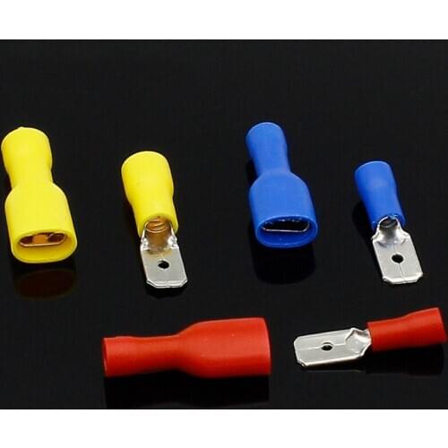 200PCS 6.3mm Female Male Spade Insulated Electrical Crimp Terminal Connectors H1E1 Cable Terminals