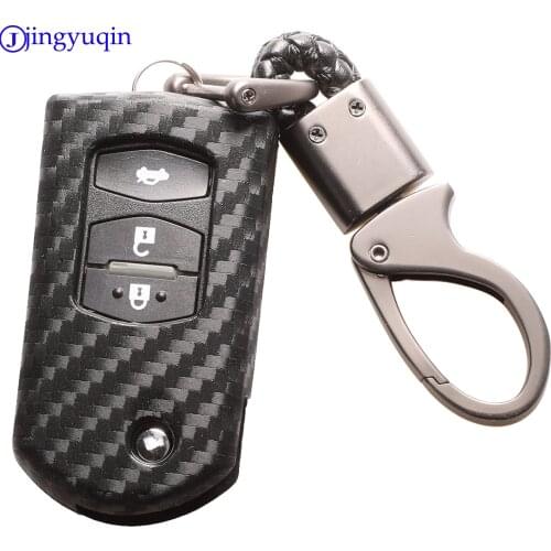 Jingyuqin 2/3 Carbon Silicone Remote Folding Car Key Case Cover For Mazda CX-5 CX5 CX-7 CX7 3 2 6 Atenza CX-9/CX9 MX5