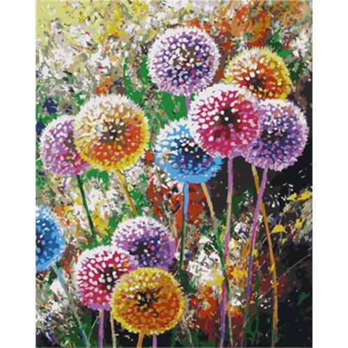 Painting By Numbers DIY Dropshipping40x50 60x75cm Beautiful colored dandelions Flower Canvas Wedding Decoration Art picture Gift