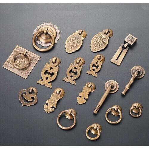 Classical Solid Wood Furniture Single Hole Drawer Cabinet Wine Cabinet Pure Copper Handle Round Brass Handle