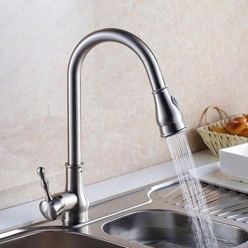 Kitchen Vidric Faucet Wholesale and Retail Promotion NEW Pull Out Brushed Nickel Pull Out basin Faucet Sink Mixer Tap Swivel Sp