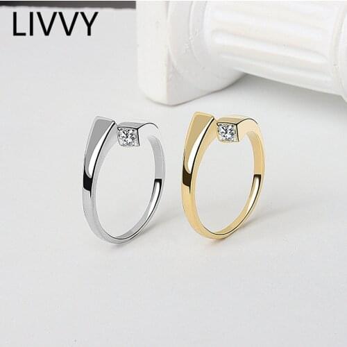 LIVVY Silver Color Zircon Ring for Women Fashion INS Trend Index Finger Exquisite Handmade Jewelry 2021 Trend