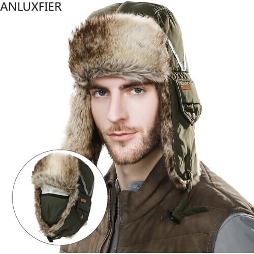 B-8825 Mens Winter Warm Bomber Hat Male Winter Reflex Lei Feng Caps Outdoor Thickening and Warm Riding Ski Cap Mask Hats